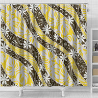 Rearea Tahiti Tiare Monstera Shower Curtain Polynesian Pattern Curve Style - Polynesian Pride