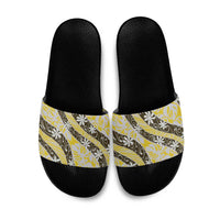 Rearea Tahiti Tiare Monstera Slide Sandals Polynesian Pattern Curve Style - Polynesian Pride