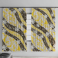 Rearea Tahiti Tiare Monstera Window Curtain Polynesian Pattern Curve Style - Polynesian Pride