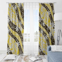 Rearea Tahiti Tiare Monstera Window Curtain Polynesian Pattern Curve Style - Polynesian Pride