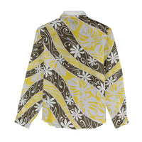 Rearea Tahiti Tiare Monstera Women Casual Shirt Polynesian Pattern Curve Style - Polynesian Pride