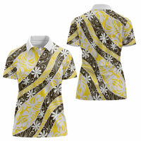 Rearea Tahiti Tiare Monstera Women Polo Shirt Polynesian Pattern Curve Style LT01 - Polynesian Pride