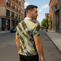 Rearea Tahiti Tiare Monstera Zipper Polo Shirt Polynesian Pattern Curve Style LT01 - Polynesian Pride
