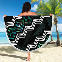 Personalised Taniko Aotearoa Mix Paua Shell Beach Blanket Niho Taniwha Turquoise Glitter