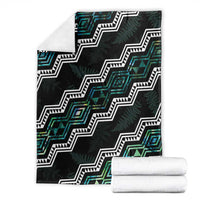 Personalised Taniko Aotearoa Mix Paua Shell Blanket Niho Taniwha Turquoise Glitter