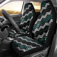 Personalised Taniko Aotearoa Mix Paua Shell Car Seat Cover Niho Taniwha Turquoise Glitter