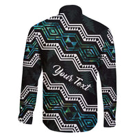 Personalised Taniko Aotearoa Mix Paua Shell Family Matching Puletasi and Hawaiian Shirt Niho Taniwha Turquoise Glitter