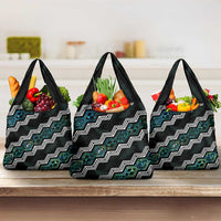 Taniko Aotearoa Mix Paua Shell Grocery Bag Niho Taniwha Turquoise Glitter