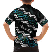 Personalised Taniko Aotearoa Mix Paua Shell Kid Hawaiian Shirt Niho Taniwha Turquoise Glitter