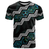 Personalised Taniko Aotearoa Mix Paua Shell T Shirt Niho Taniwha Turquoise Glitter LT01 Turquoise - Polynesian Pride