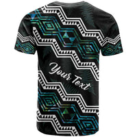 Personalised Taniko Aotearoa Mix Paua Shell T Shirt Niho Taniwha Turquoise Glitter LT01 - Polynesian Pride