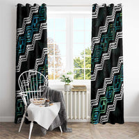 Personalised Taniko Aotearoa Mix Paua Shell Window Curtain Niho Taniwha Turquoise Glitter