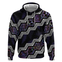 Personalised Taniko Aotearoa Mix Paua Shell Zip Hoodie Niho Taniwha Lilac Glitter