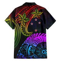 Wellington Pride Family Matching Short Sleeve Bodycon Dress and Hawaiian Shirt Aotearoa Tribal Rainbow Pattern LT01 - Polynesian Pride