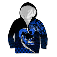 Personalised Hawaii Kid Hoodie Maui Be Strong Kakau Blue Version LT01 Zip Hoodie Blue - Polynesian Pride
