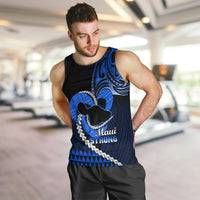 Personalised Hawaii Men Tank Top Maui Be Strong Kakau Blue Version LT01 - Polynesian Pride