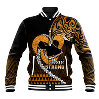 Personalised Hawaii Baseball Jacket Maui Be Strong Kakau Gold Version LT01 Unisex Gold - Polynesian Pride