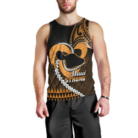 Personalised Hawaii Men Tank Top Maui Be Strong Kakau Gold Version LT01 - Polynesian Pride