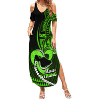 Personalised Hawaii Summer Maxi Dress Maui Be Strong Kakau Green Version LT01 Women Green - Polynesian Pride