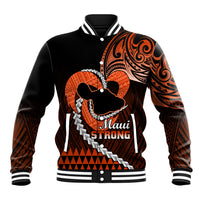 Personalised Hawaii Baseball Jacket Maui Be Strong Kakau Orange Version LT01 Unisex Orange - Polynesian Pride