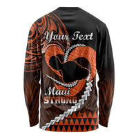 Personalised Hawaii Long Sleeve Shirt Maui Be Strong Kakau Orange Version LT01