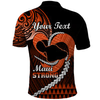 Personalised Hawaii Polo Shirt Maui Be Strong Kakau Orange Version LT01 - Polynesian Pride