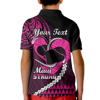 Personalised Hawaii Kid Polo Shirt Maui Be Strong Kakau Pink Version LT01 - Polynesian Pride