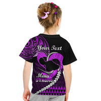 Personalised Hawaii Kid T Shirt Maui Be Strong Kakau Purple Version LT01 - Polynesian Pride