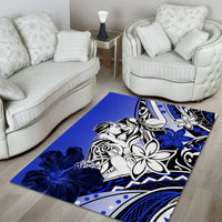 Polynesian Valentine Area Rug Couple Floral Unique Blue Version LT01 - Polynesian Pride