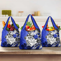 Polynesian Valentine Grocery Bag Couple Floral Unique Blue Version