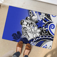 Polynesian Valentine Rubber Doormat Couple Floral Unique Blue Version LT01 - Polynesian Pride