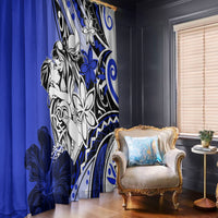 Polynesian Valentine Window Curtain Couple Floral Unique Blue Version LT01 - Polynesian Pride