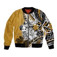 Polynesian Valentine Bomber Jacket Couple Floral Unique Gold Version LT01 Unisex Gold - Polynesian Pride