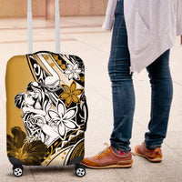 Polynesian Valentine Luggage Cover Couple Floral Unique Gold Version LT01 Gold - Polynesian Pride