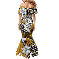 Polynesian Valentine Mermaid Dress Couple Floral Unique Gold Version LT01 - Polynesian Pride