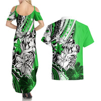 Polynesian Valentine Couples Matching Summer Maxi Dress and Hawaiian Shirt Couple Floral Unique Green Version LT01 - Polynesian Pride