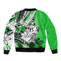 Polynesian Valentine Sleeve Zip Bomber Jacket Couple Floral Unique Green Version LT01 - Polynesian Pride