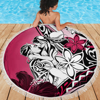 Polynesian Valentine Beach Blanket Couple Floral Unique Pink Version LT01 - Polynesian Pride