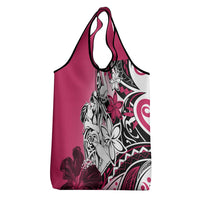 Polynesian Valentine Grocery Bag Couple Floral Unique Pink Version