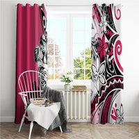 Polynesian Valentine Window Curtain Couple Floral Unique Pink Version LT01 - Polynesian Pride