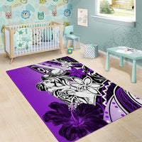 Polynesian Valentine Area Rug Couple Floral Unique Purple Version LT01 - Polynesian Pride