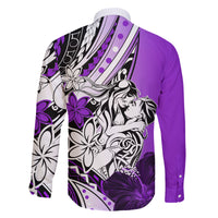 Polynesian Valentine Family Matching Off Shoulder Long Sleeve Dress and Hawaiian Shirt Couple Floral Unique Purple Version LT01 - Polynesian Pride