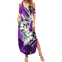 Polynesian Valentine Family Matching Summer Maxi Dress and Hawaiian Shirt Couple Floral Unique Purple Version LT01 Mom's Dress Purple - Polynesian Pride