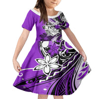 Polynesian Valentine Family Matching Tank Maxi Dress and Hawaiian Shirt Couple Floral Unique Purple Version LT01 Daughter's Dress Purple - Polynesian Pride
