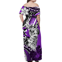 Polynesian Valentine Off Shoulder Maxi Dress Couple Floral Unique Purple Version LT01 - Polynesian Pride