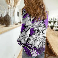 Polynesian Valentine Women Casual Shirt Couple Floral Unique Purple Version LT01 - Polynesian Pride
