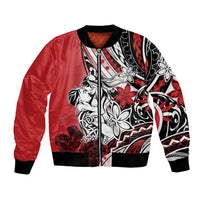 Polynesian Valentine Bomber Jacket Couple Floral Unique Red Version LT01 Unisex Red - Polynesian Pride