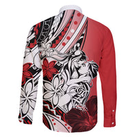 Polynesian Valentine Family Matching Long Sleeve Bodycon Dress and Hawaiian Shirt Couple Floral Unique Red Version LT01 - Polynesian Pride