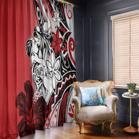 Polynesian Valentine Window Curtain Couple Floral Unique Red Version LT01 - Polynesian Pride
