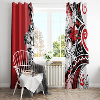 Polynesian Valentine Window Curtain Couple Floral Unique Red Version LT01 - Polynesian Pride